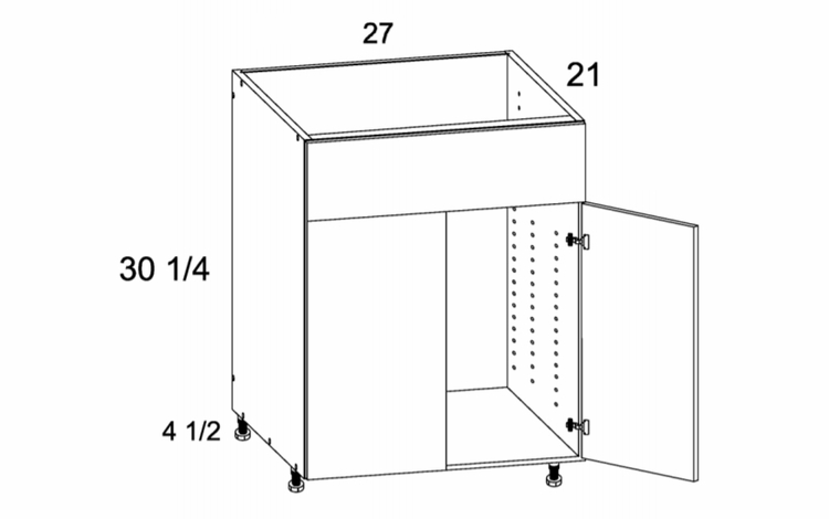 VSB27: Vanity Sink Base False Front Two Door: Rivera Conch Shell Kitchen Cabinets