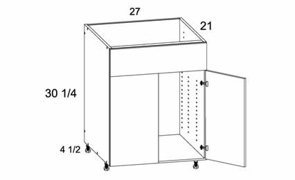 VSB27: Vanity Sink Base False Front Two Door: Torino Dark Wood Kitchen Cabinets