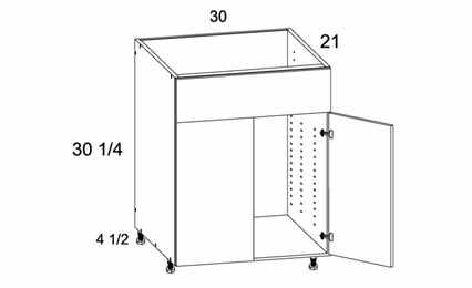 VSB30: Vanity Sink Base False Front Two Door: Palermo Gloss White Kitchen Cabinets