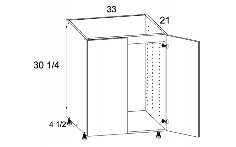 VSB33FH: Full Height Double Door Vanity Sink Base: Rivera Conch Shell Kitchen Cabinets