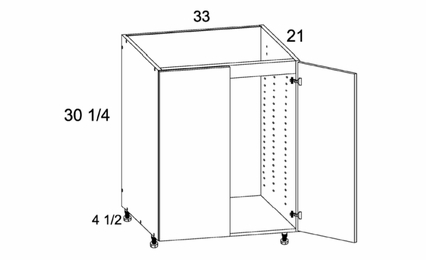 VSB33FH: Full Height Double Door Vanity Sink Base: Torino White Pine Kitchen Cabinets