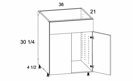 VSB36: Vanity Sink Base False Front Two Door: Torino White Pine Kitchen Cabinets