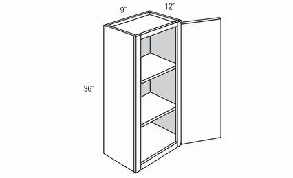 W0936: Single Door Wall Cabinet: Essex Castle RTA Kitchen Cabinet