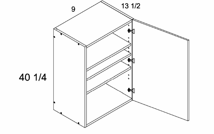 W0940: 40" High  Wall Cabinet: Torino White Pine Kitchen Cabinets