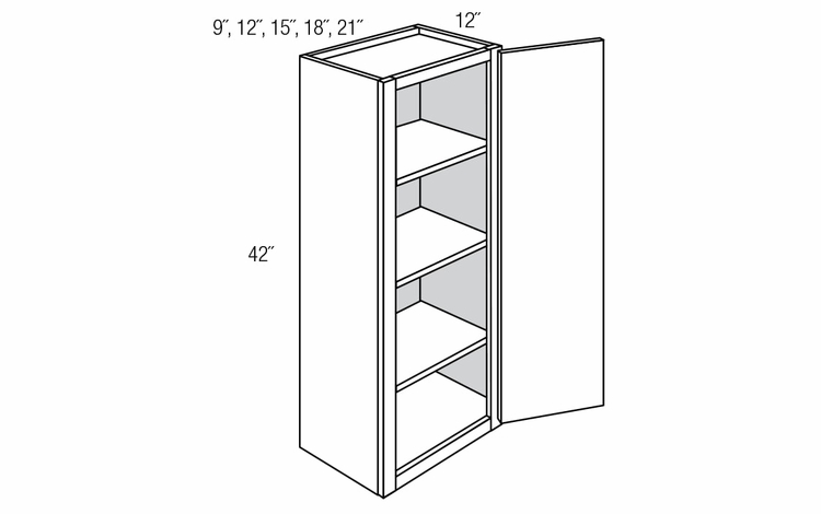 W0942: Single Door Wall Cabinet: Quincy Espresso RTA Kitchen Cabinet