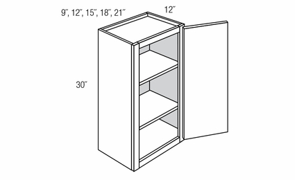 W1230: Single Door Wall Cabinet: Essex RTA Kitchen Cabinet