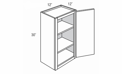 W1230: Single Door Wall Cabinet: Upton Brown RTA Kitchen Cabinet