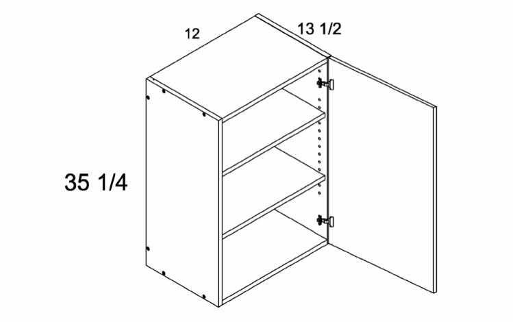 W1235: 35" High  Wall Cabinet: Palermo Gloss White Kitchen Cabinets
