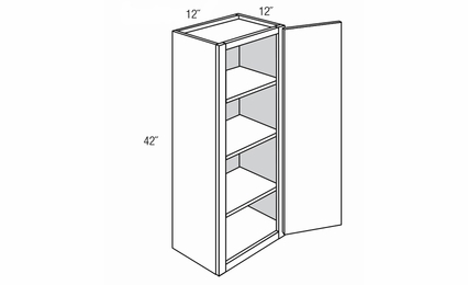 W1242: Single Door Wall Cabinet: Upton Brown RTA Kitchen Cabinet