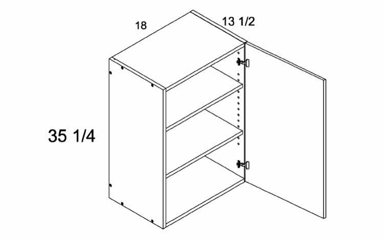 W1835: 35" High  Wall Cabinet: Palermo Gloss White Kitchen Cabinets