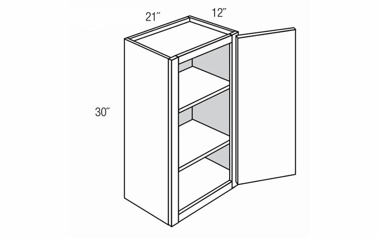 W2130: Single Door Wall Cabinet: Dover Norwich RTA Kitchen Cabinet