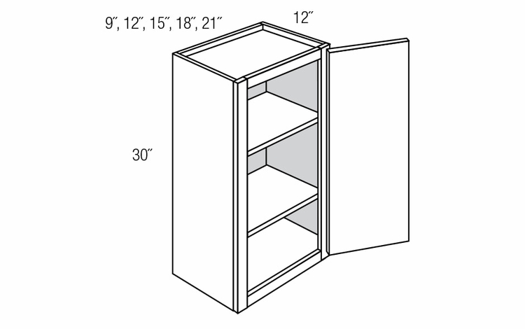 W2130: Single Door Wall Cabinet: Quincy Espresso RTA Kitchen Cabinet
