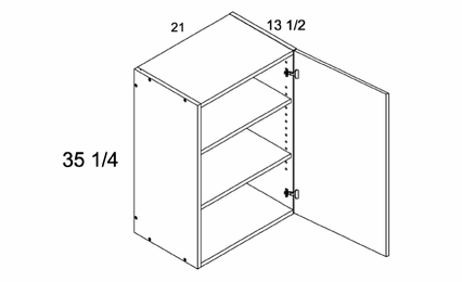 W2135: 35" High  Wall Cabinet: Torino White Pine Kitchen Cabinets