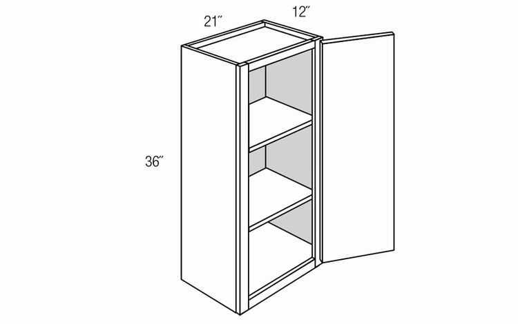 W2136: Single Door Wall Cabinet: Yarmouth Slab RTA Kitchen Cabinet