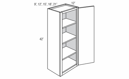 W2142: Single Door Wall Cabinet: Quincy Espresso RTA Kitchen Cabinet