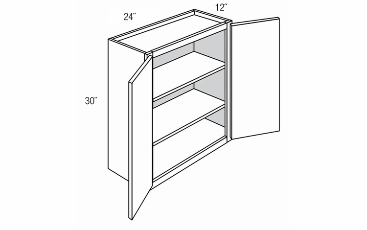 W2430B: Double Door Wall Cabinet: Amesbury White RTA Kitchen Cabinet