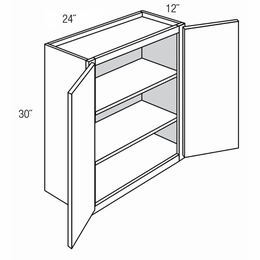 W2430B: Double Door Wall Cabinet: Dover Norwich RTA Kitchen Cabinet