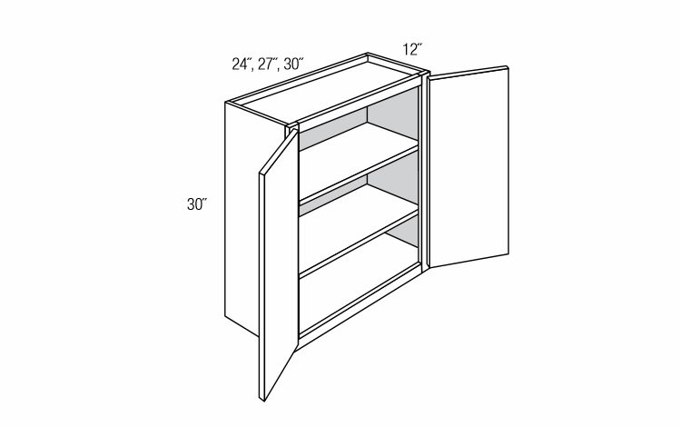 W2430B: Double Door Wall Cabinet: Quincy Espresso RTA Kitchen Cabinet