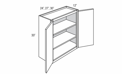 W2430B: Double Door Wall Cabinet: Quincy Espresso RTA Kitchen Cabinet