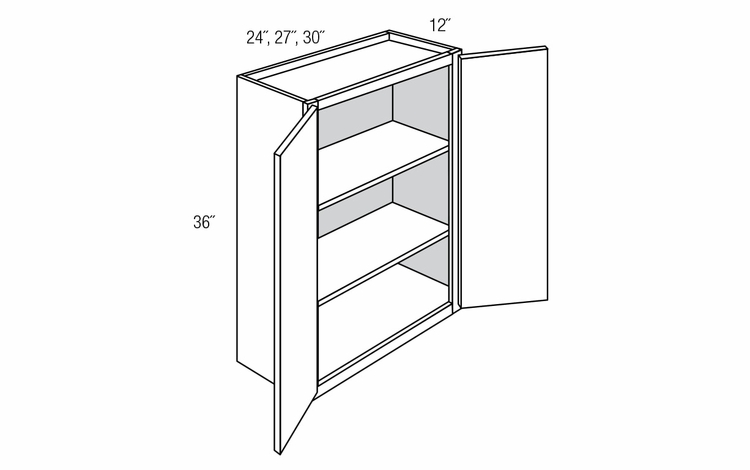 W2736B: Double Door Wall Cabinet: Quincy Espresso RTA Kitchen Cabinet