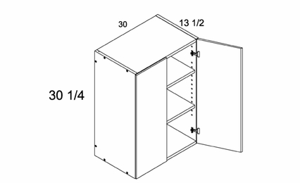 W3030: 30" High  Wall Cabinet: Torino White Pine Kitchen Cabinets