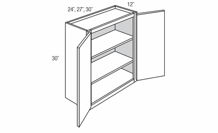 W3030B: Double Door Wall Cabinet: Essex RTA Kitchen Cabinet