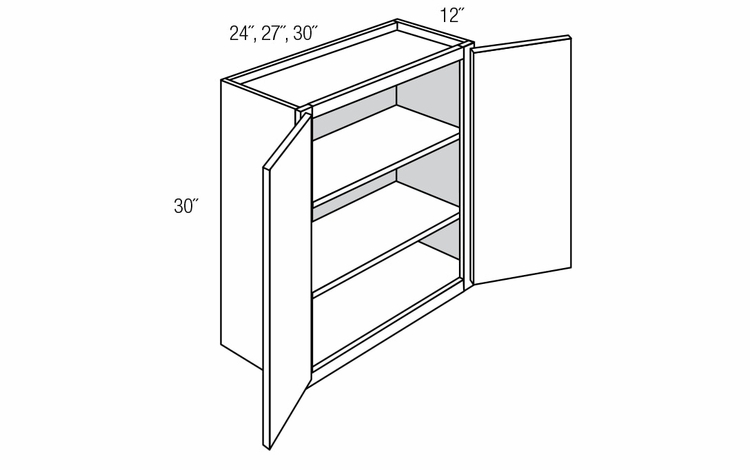W3030B: Double Door Wall Cabinet: Quincy Espresso RTA Kitchen Cabinet