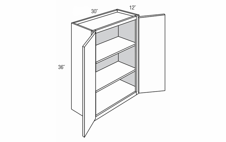 W3036B: Double Door Wall Cabinet: Dover Norwich RTA Kitchen Cabinet