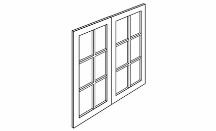 W3036BGD: Clear Glass Mullion Door: Trenton Recessed RTA Kitchen Cabinet