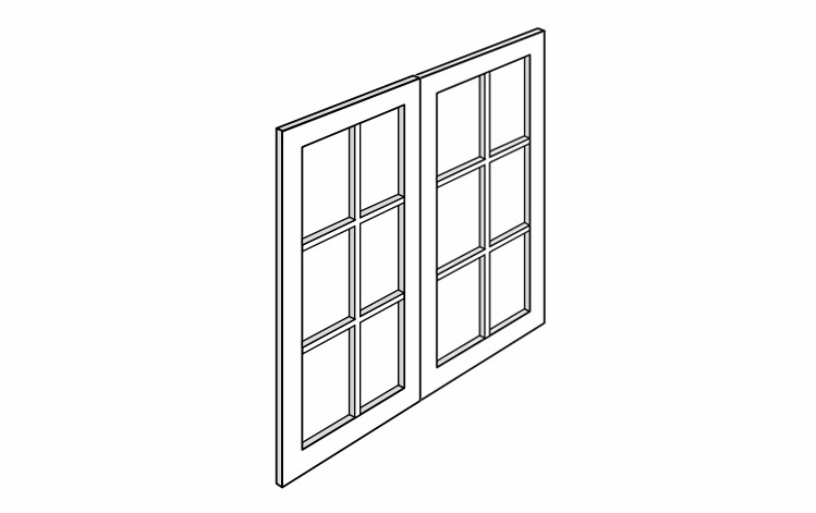 W3036BGD: Clear Glass Mullion Door: Trenton Slab RTA Kitchen Cabinet
