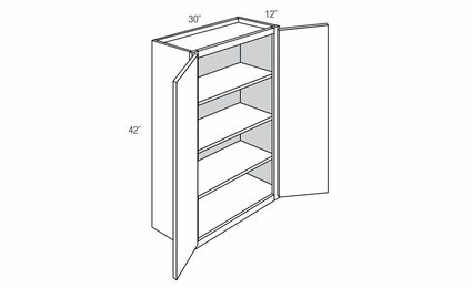 W3042B: Double Door Wall Cabinet: Amesbury Mist RTA Kitchen Cabinet