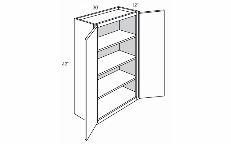 W3042B: Double Door Wall Cabinet: Dover Lunar RTA Kitchen Cabinet