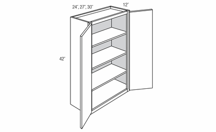 W3042B: Double Door Wall Cabinet: Quincy Espresso RTA Kitchen Cabinet