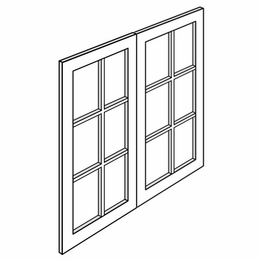 W3042BGD: Clear Glass Mullion Door: Yarmouth Slab RTA Kitchen Cabinet