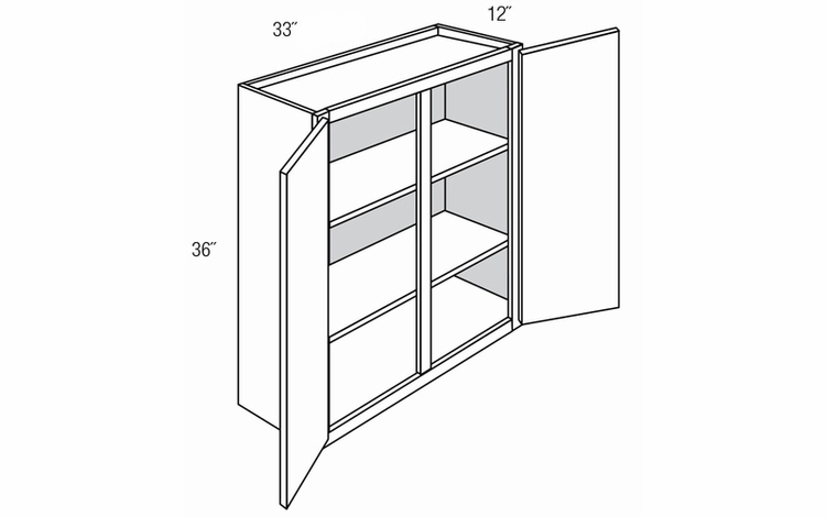 W3336: Double Door Wall Cabinet: Dover Castle RTA Kitchen Cabinet