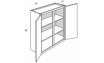 W3336: Double Door Wall Cabinet: Essex Castle RTA Kitchen Cabinet