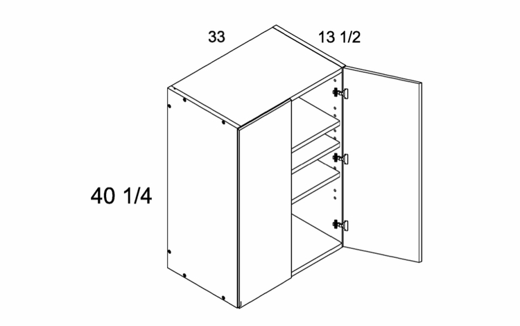 W3340: 40" High  Wall Cabinet: Palermo Gloss White Kitchen Cabinets