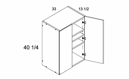 W3340: 40" High  Wall Cabinet: Palermo Gloss White Kitchen Cabinets