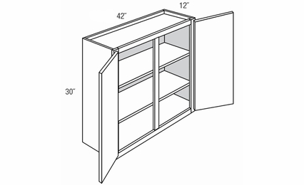 W4230: Double Door Wall Cabinet: Trenton Recessed RTA Kitchen Cabinet