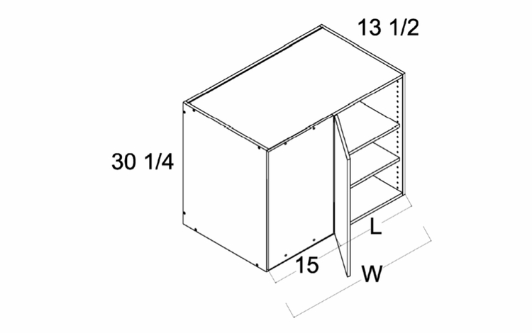 WBC24/2730: Wall Blind Corner Cabinet: Rivera Conch Shell Kitchen Cabinets