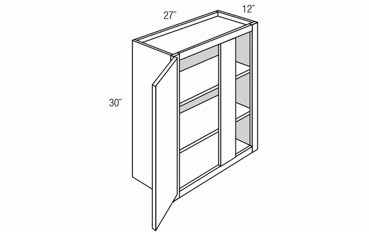 WBC2730: Wall Blind Corner Cabinet: Trenton Recessed RTA Kitchen Cabinet
