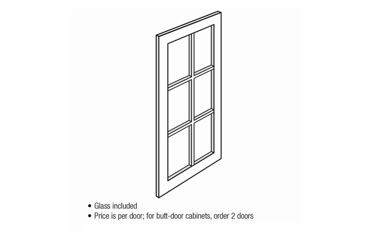WDC2430GD: Clear Glass Mullion Door: Trenton Slab RTA Kitchen Cabinet