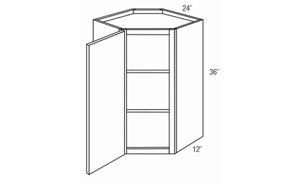 WDC2436: Wall Diagonal Corner Cabinet: Trenton Recessed RTA Kitchen Cabinet