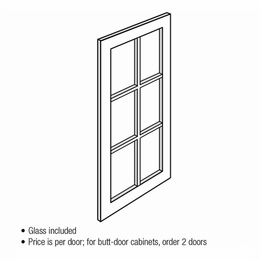 WDC2436GD: Clear Glass Mullion Door: Yarmouth Slab RTA Kitchen Cabinet