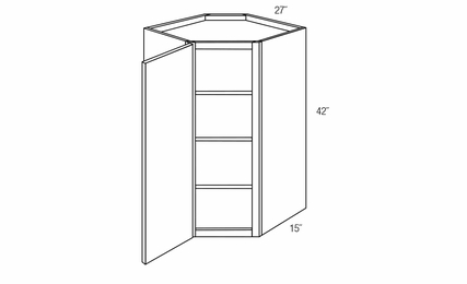 WDC2742: Wall Diagonal Corner Cabinet: Essex RTA Kitchen Cabinet