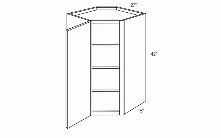 WDC2742: Wall Diagonal Corner Cabinet: Trenton Recessed RTA Kitchen Cabinet
