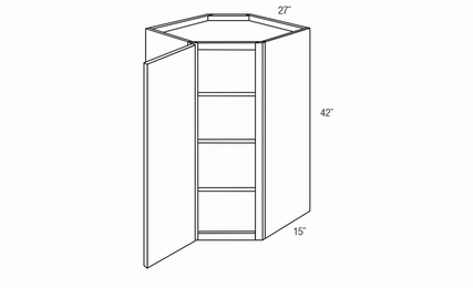 WDC2742: Wall Diagonal Corner Cabinet: Trenton Recessed RTA Kitchen Cabinet