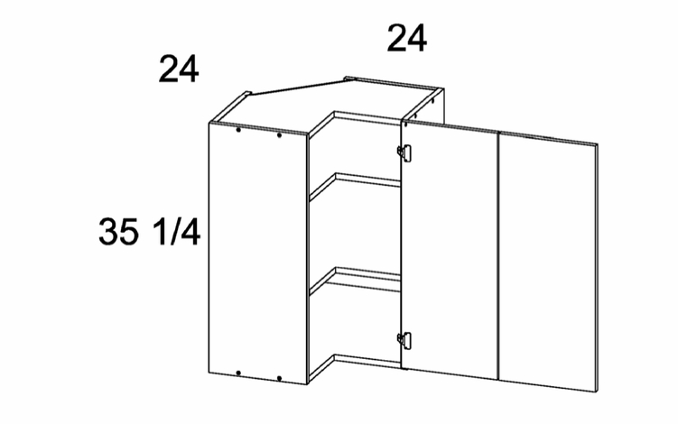 WER2435: Wall Blind Corner Cabinet: Palermo Gloss White Kitchen Cabinets