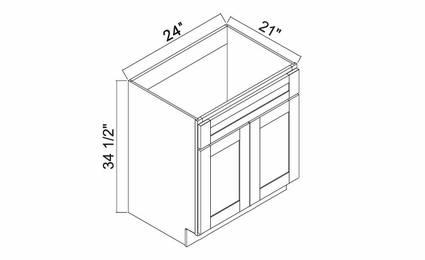 White Oak Shaker 2421: 2 Door Vanity: RTA Kitchen Cabinets