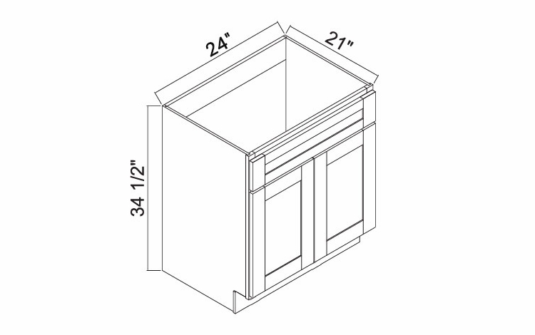 White Oak Shaker 2421: 2 Door Vanity: RTA Kitchen Cabinets